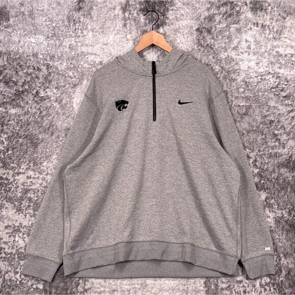 Nike Hoodie XXL Mens Kansas State Wildcats Gray Pullover Sweatshirt 1/2 Zip - Picture 1 of 8